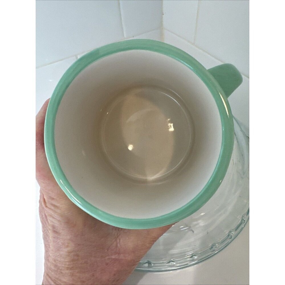 ANTHROPOLOGIE COFFEE TEA CUP MUG GREEN WITH LETTER F 12 OZ - Picture 9 of 10